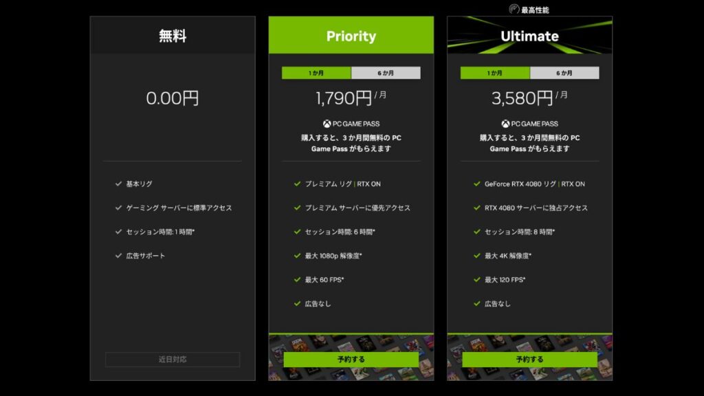 GeForce NOW 料金表