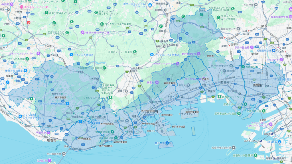ロケットナウの兵庫県エリアマップ