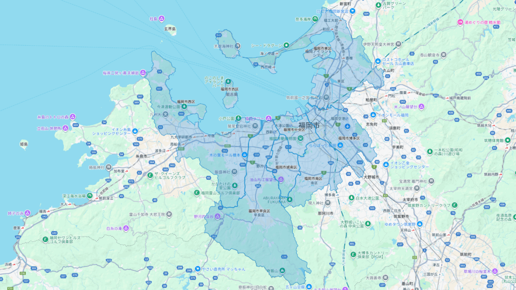 ロケットナウの福岡県エリアマップ