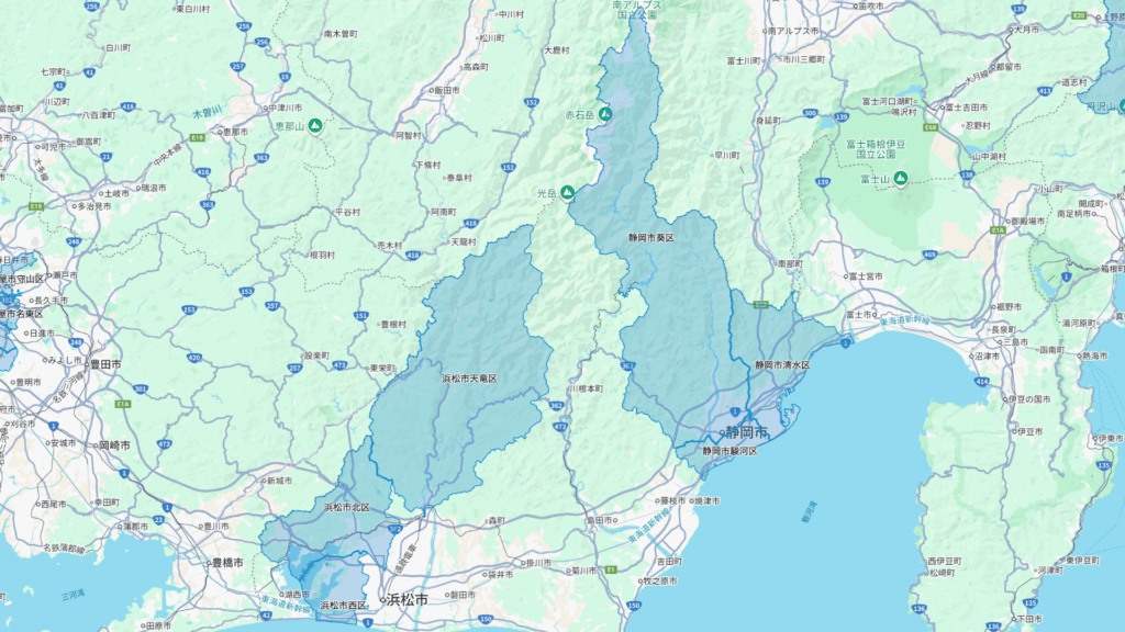 ロケットナウの静岡県エリアマップ